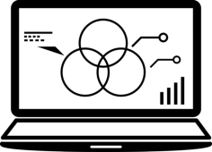 Laptop Data Analytics Graphic On Screen With Circles Silhouette Cutting Svg Files, Free Vectors File